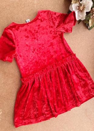 Яскрава червона велюрова сукня на 4 роки tu2 фото