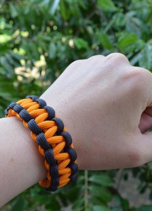 Браслет 5в1 плетения кобра двухцветное из паракорда кресало огниво свисток компас паракорд + брелок в подарок