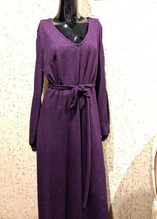 Шикарное фиолетовое платье глиттер 50 размер