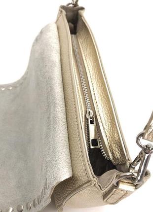 Женская кожаная золотистая сумка laura biaggi3 фото