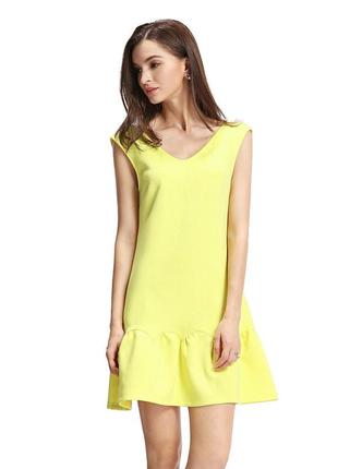 Плаття міні жовтого кольору4 фото