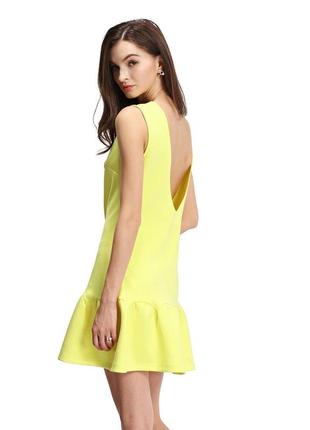 Плаття міні жовтого кольору5 фото