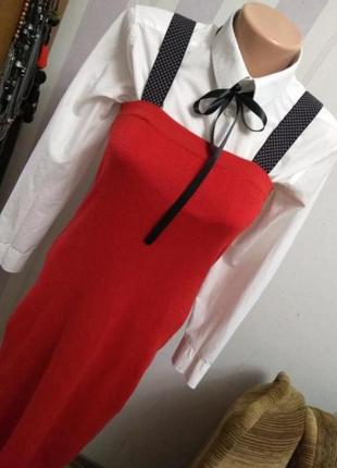 Вовна сукня плаття червоне шерстяное плаття вінтаж сарафан на брителях красное  винтаж