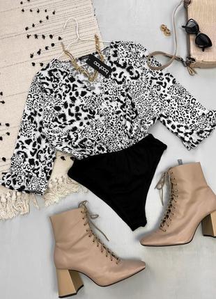 Женская блуза - боди в анималистический принт