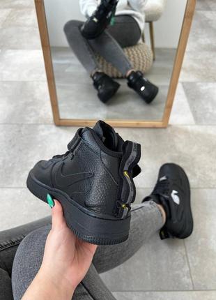 Nike air force mid utility all black x, жіночі кросівки найк форс чорні демісезонні, кросовки женские найк весна-осень10 фото