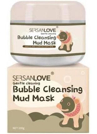 Очищуюча бульбашкова киснева маска для обличчя з глиною sersanlove piglet bubble cleansing mud mask
