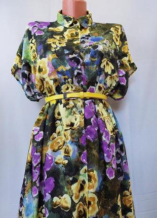 Яркое стильное платье-рубашка оверсайс monki (размер 34-40)8 фото