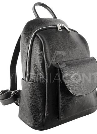 Черный рюкзак женский кожаный рюкзак итальянский рюкзак virginia conti