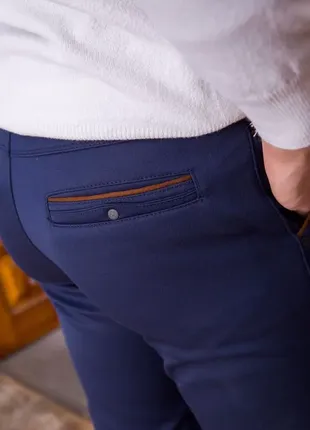 Брюки чоловічі теплющі осінь зима на флісі темно сині шикарні 34 l xl 48 50