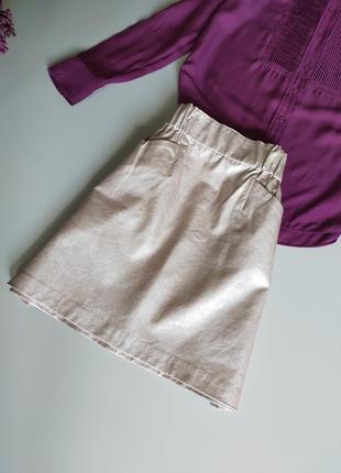 Zara юбка мини с карманами эко кожа