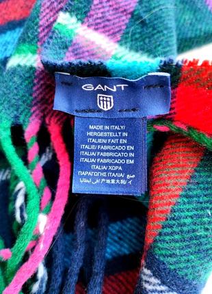 Gant люксовый шерстяной шарф в яркую клетку 172х29 см4 фото