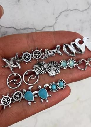 Сережки, набор 12 пар