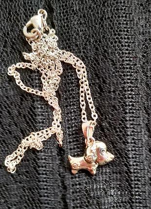 Кулон с цепочкой собачка