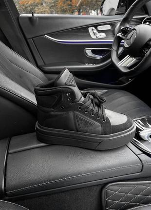 Замшевые ботинки marco re-nylon and brushed leather high-top black