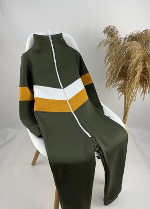 Теплий трикотажний комбінезон на флісі стійкою теплий