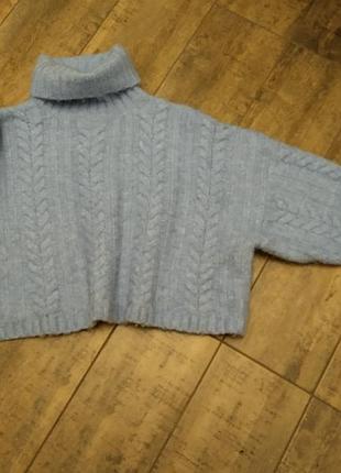 Знижка!!!стильный жіночий об'ємний светер косами з високим горлом bershka