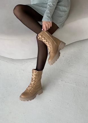Ботинки кожаные зима на шнуровке байка мех 9