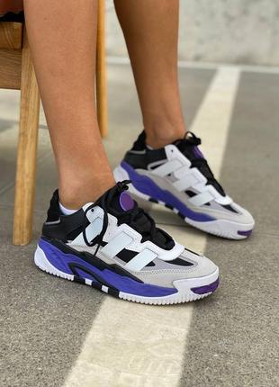 Жіночі кросівки adidas niteball white black violet / smb