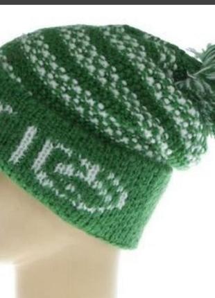 3 дня!брендовая шапка для женщин, зеленая вязаная - бини с помпоном rip curl