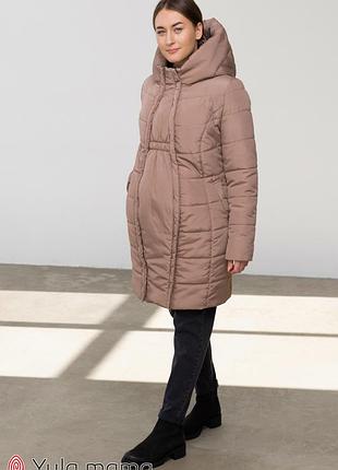 Стильное зимнее пальто 2 в 1 для беременных с дополнительной вставкой для животика