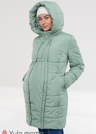 Стильное зимнее пальто 2 в 1 для беременных с дополнительной вставкой для животика1 фото