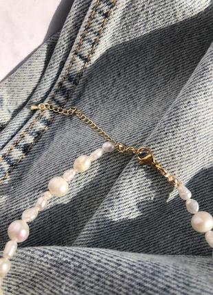 Чокер із справжніх перлин, намисто із перлин, буси із перлинами4 фото