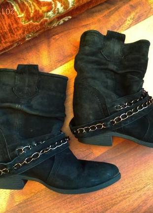 Зимние теплые ботинки на меху, натуральный плотный нубук