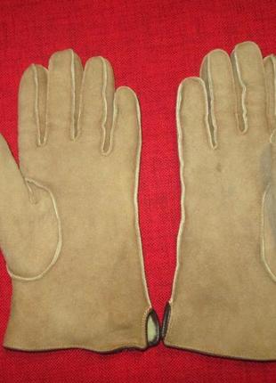 Зимові рукавички пальчата натуральна замша, натуральне хутро2 фото