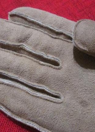 Зимові рукавички пальчата натуральна замша, натуральне хутро5 фото