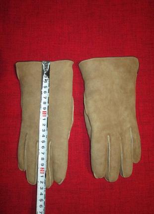 Зимові рукавички пальчата натуральна замша, натуральне хутро7 фото