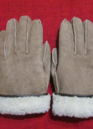 Зимові рукавички пальчата натуральна замша, натуральне хутро3 фото