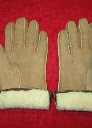 Зимові рукавички пальчата натуральна замша, натуральне хутро4 фото