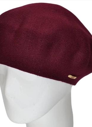 Берет женский шерстяной двойной без украшения тонкой вязки lirus шанель бордовый