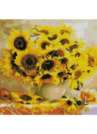 Алмазна мозаїка преміум квіти соняшника у вазі 40х50 см fa40110