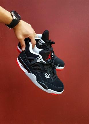 Кросівки nike air jordan 4 black red9 фото