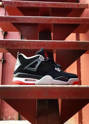 Кросівки nike air jordan 4 black red8 фото