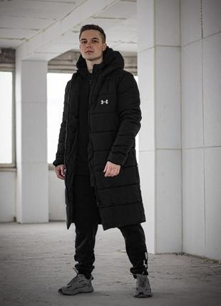 Чоловіча зимова тепла куртка зимний удлиненный пуховик1 фото