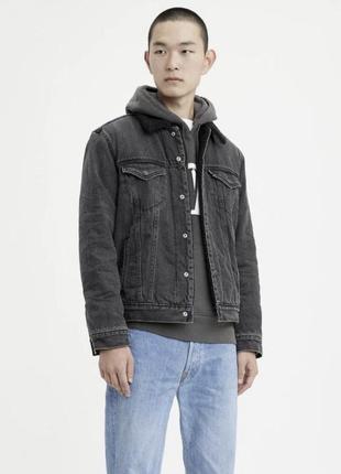 Шерпа куртка джинсовка оригинал levi’s premium sherpa new8 фото