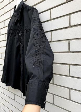 Чорна вінтажна сорочка з вишивкою,унісекс versace6 фото