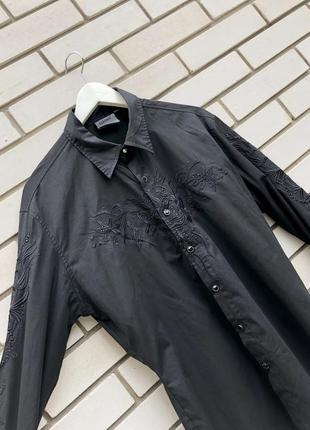 Чорна вінтажна сорочка з вишивкою,унісекс versace7 фото