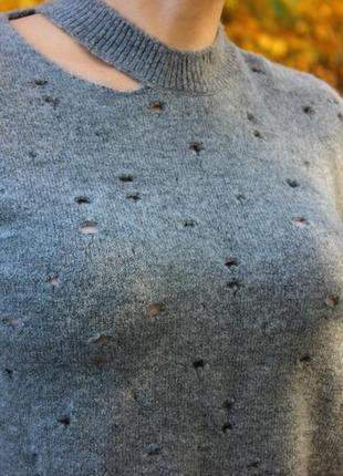 Жіночий стильний короткий светр з прорізами topshop розмір 34 36 38 xs s m 6 8 103 фото
