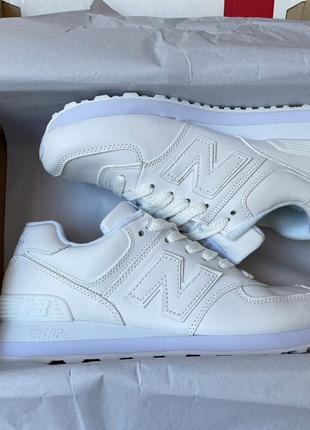 Женские кожаные кроссовки new balance 574 white4 фото