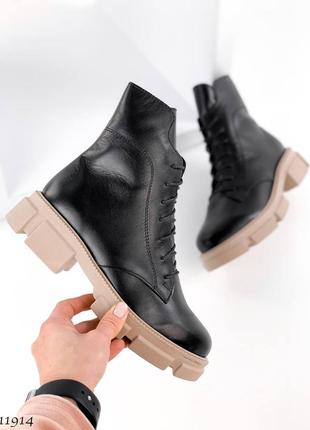 Черевики чоботи зима натуральна шкіра чорний