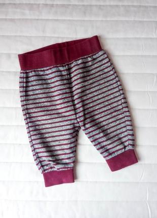 Тёплые штанишки baby club на мальчика 68 см штаны в полоску 3-6 мес м осень зима весна джогеры