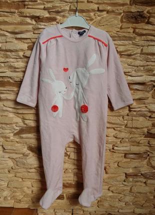 Теплый велюровый человечек/слипик kiabi (франция) на 18 мес. (разм. 77-82)