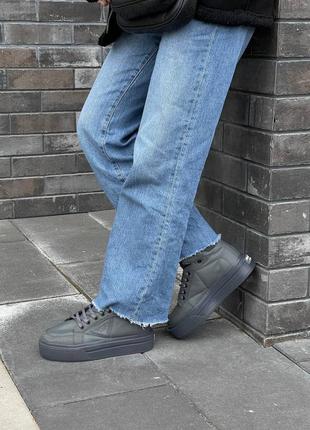 Кроссовки prada re-nylon brushed sneakers high grey4 фото