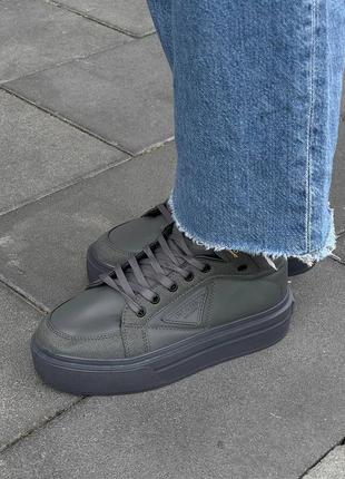 Кроссовки prada re-nylon brushed sneakers high grey5 фото