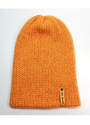 Демісезонна напіввовняна шапка cover me помаранчева1 фото