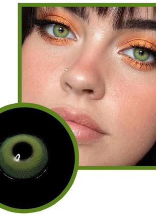 Линзы для глаз цветные зелёные.хорошее перекрытие своего цвета