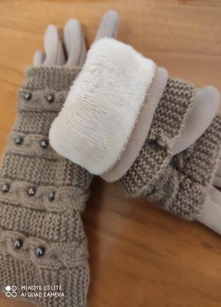 Теплі рукавички-мітенки новий стан